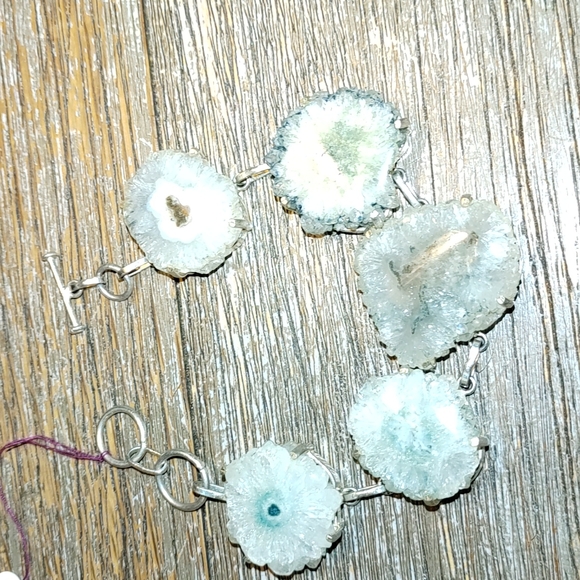 New Sterling Silver9 Green Solar Quartz Bracelet - Picture 1 of 6